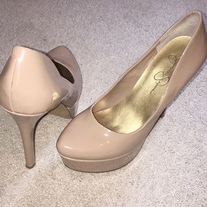 Worn once! Platform nude heels